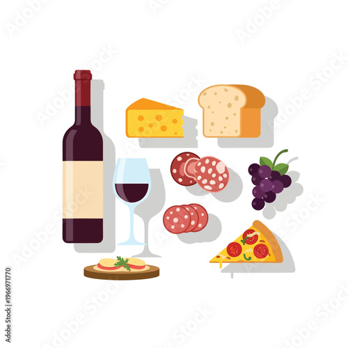 Classic italian charcuterie and wine assortment display