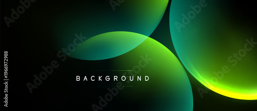 Abstract design features overlapping green shapes. Dark background enhances vibrant color gradients, creating modern visual effect. Text reads BACKGROUND.