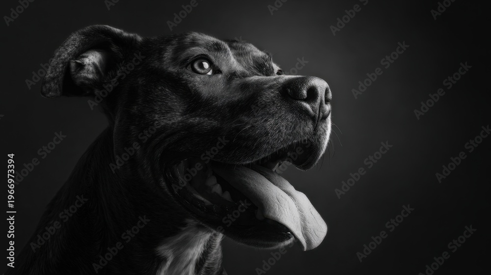 Fototapeta premium Black dog looking to the side