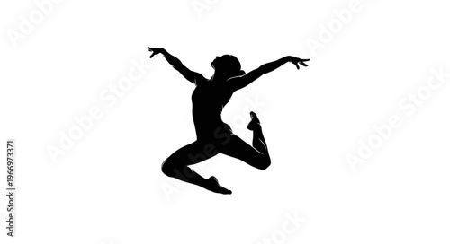 Silhouette of a graceful dancer performing a dynamic leap.