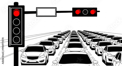 Traffic Jam Red Light Cars Highway Congestion.