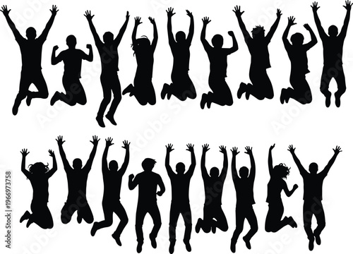 Silhouette collection of children at play featuring kids riding bicycles scooters jumping with balloons and playing with hula hoops isolated on white background vector