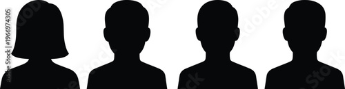 Silhouette collection of diverse individuals and groups in various active and stationary poses featuring people walking jumping sitting in chairs and family figures isolated