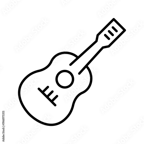 Acoustic guitar icon. Music and string instruments line symbol. Black and white.
