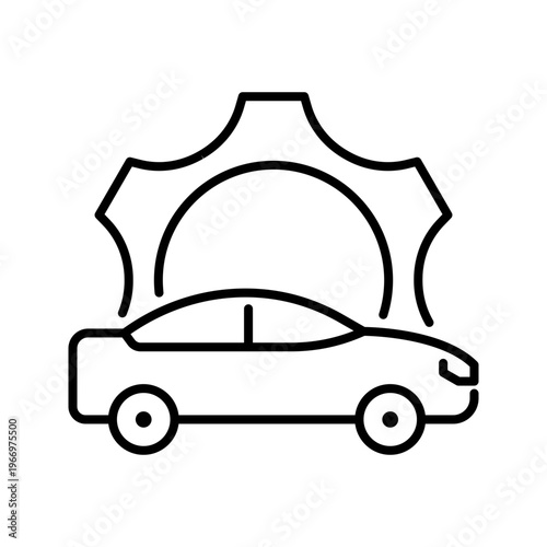 Car service icon. Industry and auto repair line symbol. Black and white.
