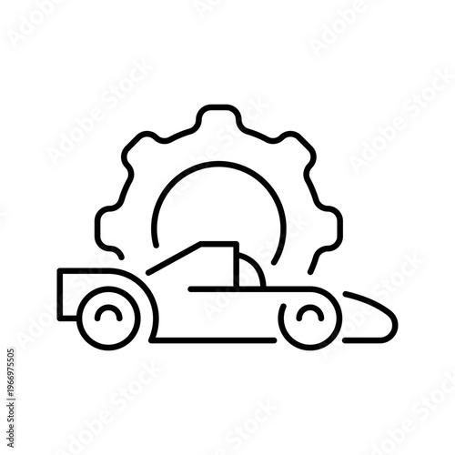 Car tuning icon. Transport and performance tuning line symbol. Black and white.