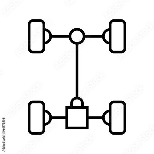Car suspension icon. Industry and automotive line symbol. Black and white.