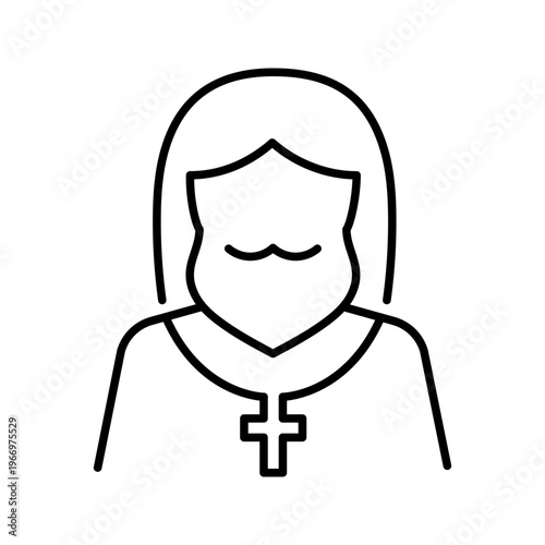 Church priest icon. Religion and clergy line symbol. Black and white.