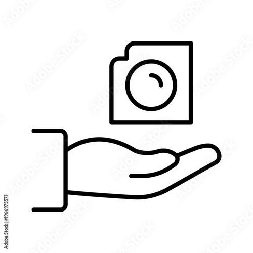 Condom protection icon. Healthcare and contraception line symbol. Black and white.