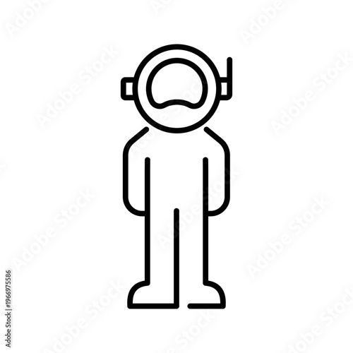 Cosmonaut spacesuit icon. Science and spaceflight line symbol. Black and white.