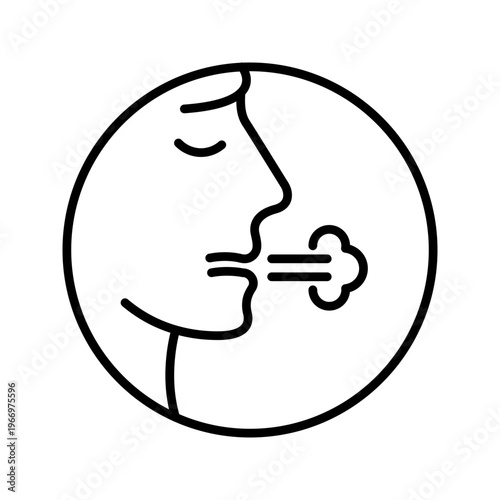 Cough symptom icon. Healthcare and respiratory line symbol. Black and white.