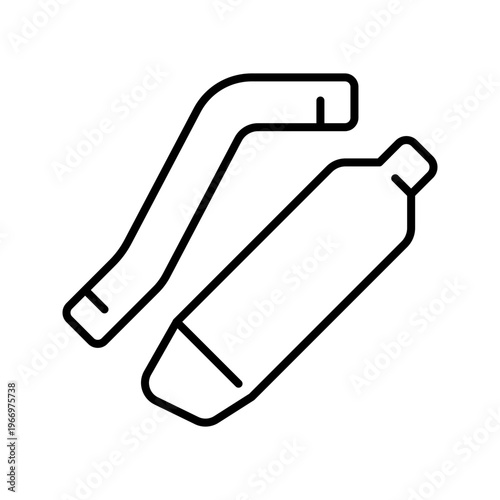 Exhaust muffler icon. Industry and auto repair line symbol. Black and white.