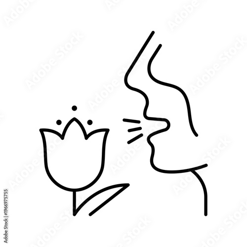 Flower allergy icon. Healthcare and allergy line symbol. Black and white.