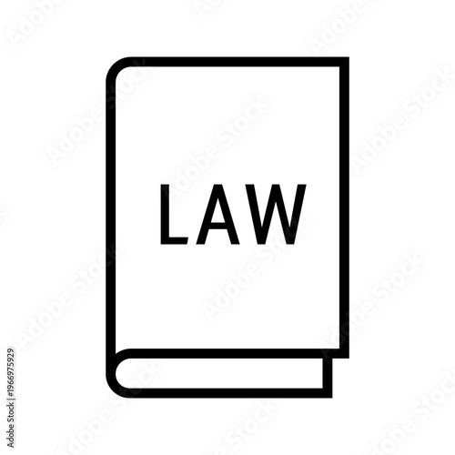Law book icon. Business and legislation line symbol. Black and white.