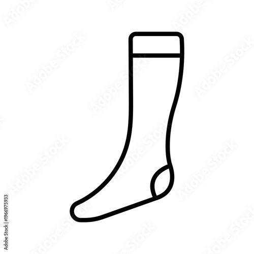 Leg gaiter icon. Sports and fencing line symbol. Black and white.