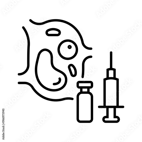 Liquid cytology sample icon. Healthcare and cytology line symbol. Black and white.