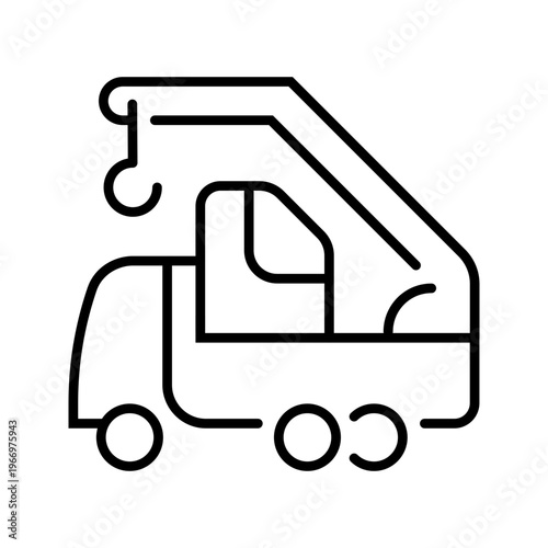 Loader truck icon. Industry and agricultural machinery line symbol. Black and white.