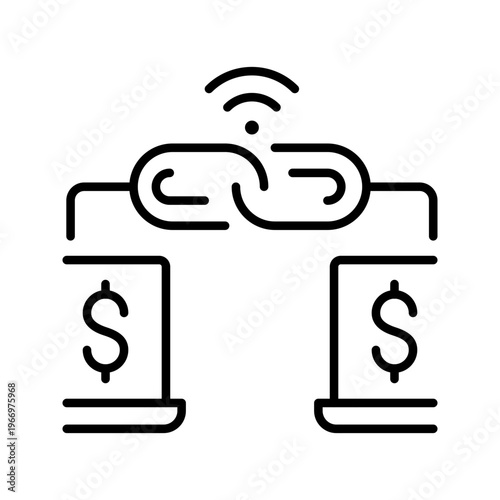 Mobile banking icon. Business and mobile payments line symbol. Black and white.