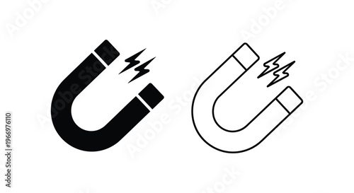 a black and white illustration of two magnets Vector