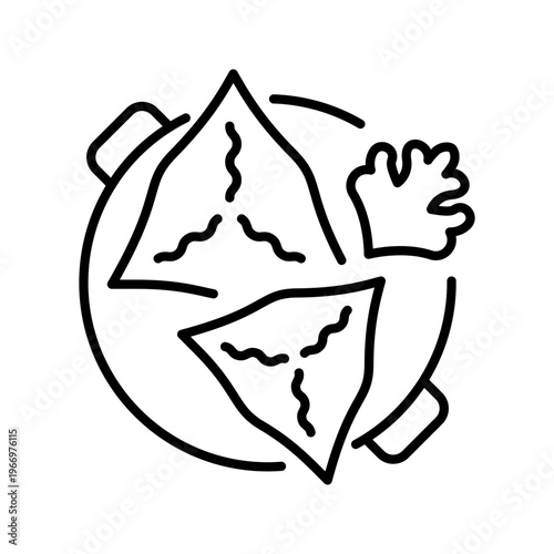 Peremech dumpling icon. Food and dumplings line symbol. Black and white.