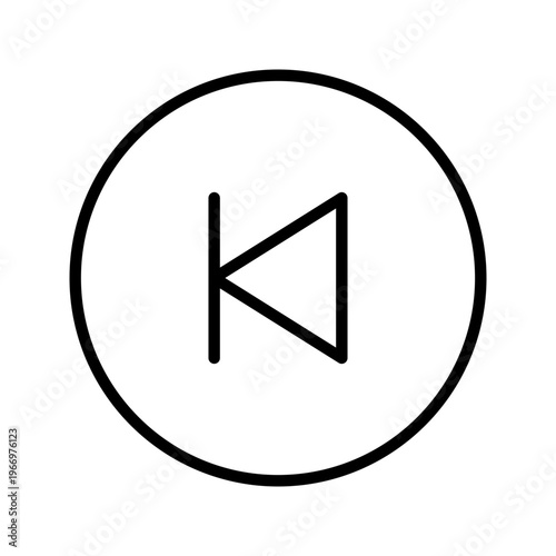 Rewind button icon. Technology and media controls line symbol. Black and white.