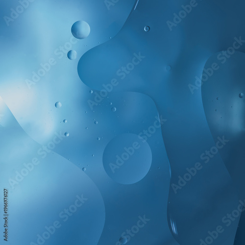 Abstract blue water oil bubbles background