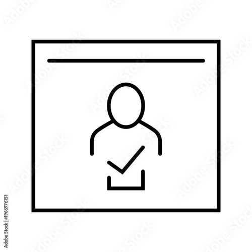 Resume approval icon. Business and recruiting line symbol. Black and white.