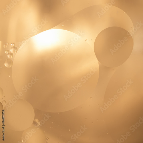 Abstract yellow water bubbles oil background