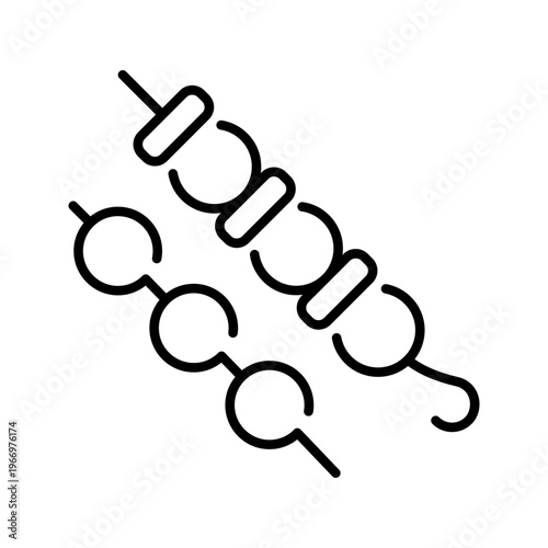 Shashlik skewer icon. Food and barbecue line symbol. Black and white.