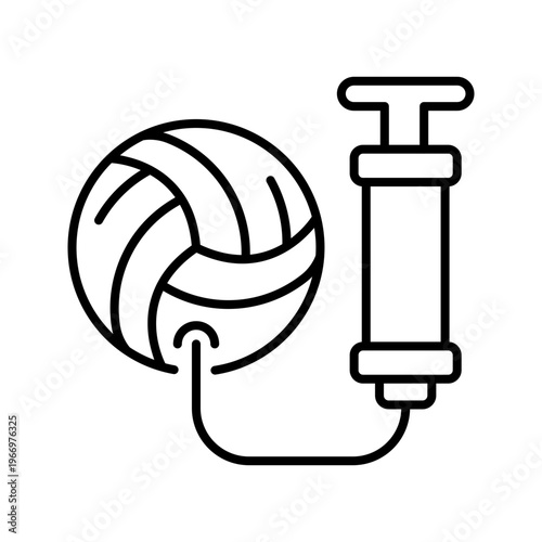 Volleyball pump icon. Sports and sports equipment line symbol. Black and white.