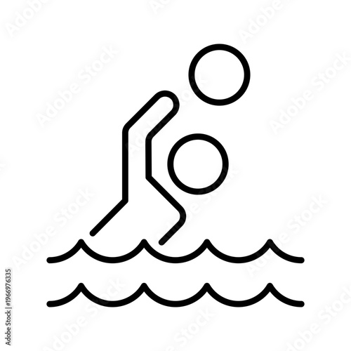Water volleyball icon. Sports and aquatic sport line symbol. Black and white.