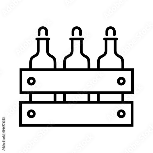 Wine crate icon. Food and wine line symbol. Black and white.