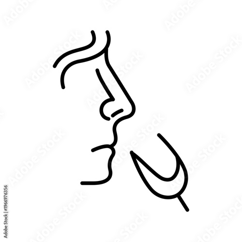 Wine tasting icon. Food and wine tasting line symbol. Black and white.