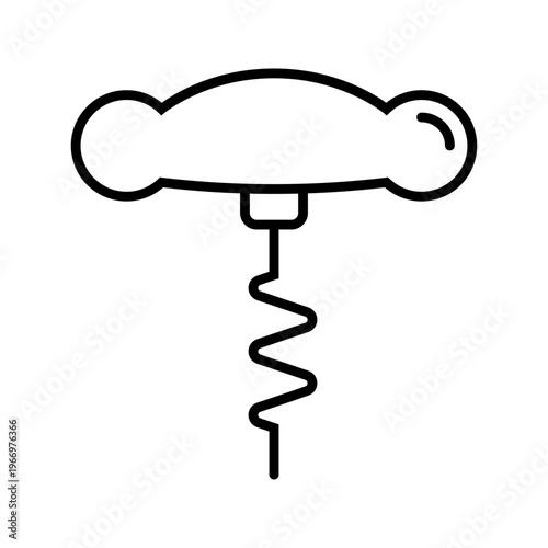 Wine opener icon. Food and barware line symbol. Black and white.