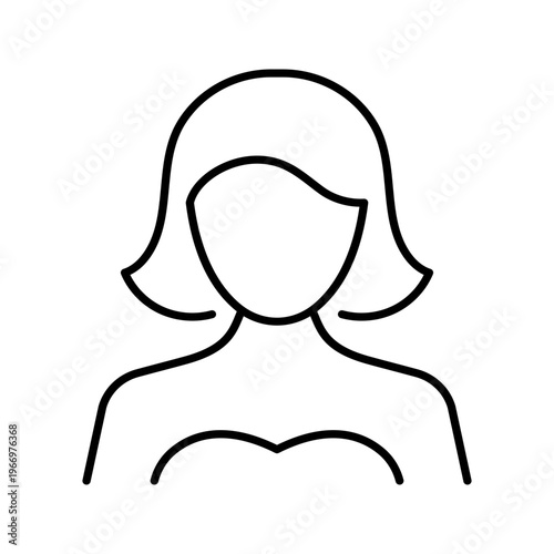 Woman avatar icon. People and female avatar line symbol. Black and white.