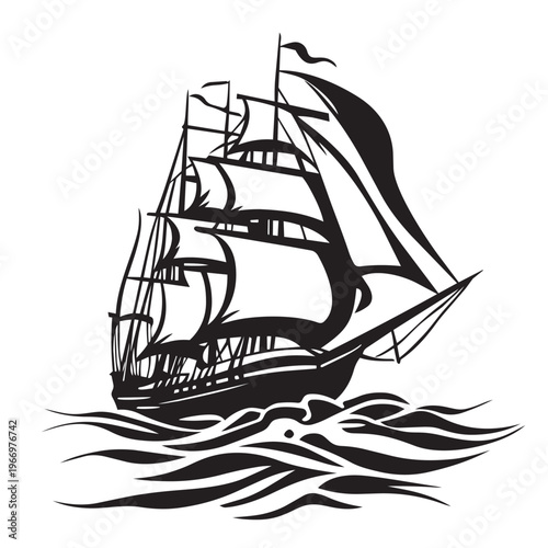 sailing ship isolated on white