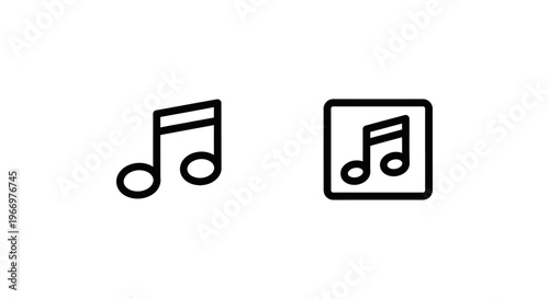 Music album and playlist interface icons for audio streaming and media player application design featuring musical note symbols for digital song libraries and online sound entertainment apps