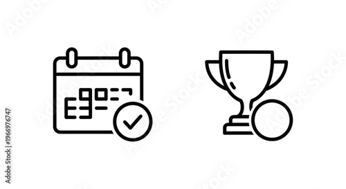 Daily login calendar and seven day streak reward trophy icons for gamification and user retention design highlighting daily task completion achievement progress and player incentive rewards