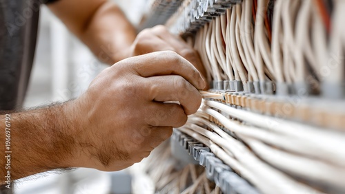 Detailed view of electrical cable preparation showing professional installation technique