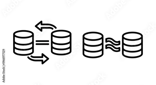Database synchronization and replication icon set for it management