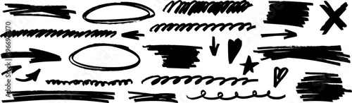 Soft highlight and marker guide the eye, highlight follows the line as arrow adds motion, marker enriches circle, pen, underline and stroke.