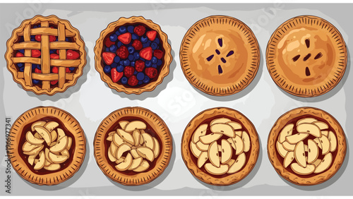 Assorted Delicious Pies Collection - Baking & Dessert Food Photography