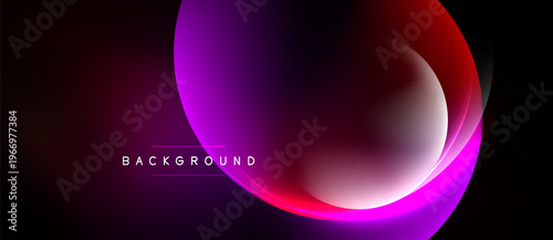 Abstract gradient background. Vibrant purple, red hues blend into black space. Modern design element for digital projects.