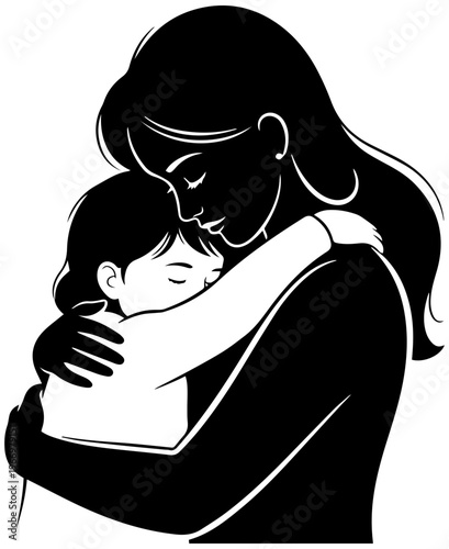 Loving mother embracing her child with tender affection and care