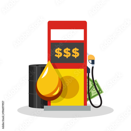 Expensive oil. Gasoline prices. Oil crisis. Vector illustration