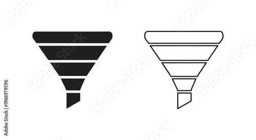 a black and white funnel diagram icon set Vector
