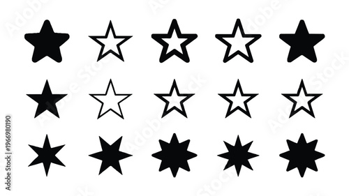 Collection of various star shapes and symbols