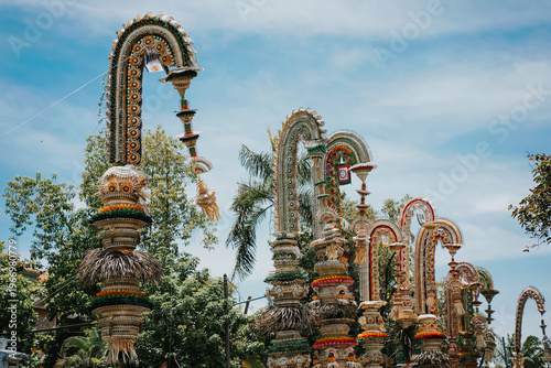 Penjor Balinese Traditional Decorative Bamboo Pole for Galungan Festival in Bali