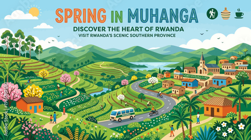 Spring Landscape in Muhanga Rwanda Scenic Southern Province