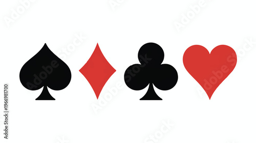 Four suits playing card symbols spade diamond club heart on white background
